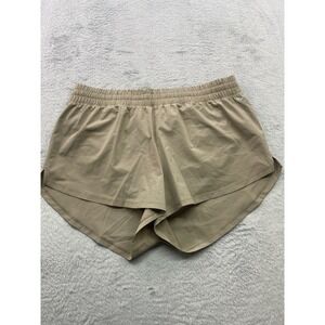 DSG Womens XL Stride Mid Rise Running Shorts Weathered Tan Built In Brief